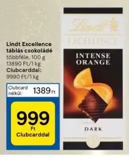 Tesco Lindt Excellence táblás csokoládé ajánlat