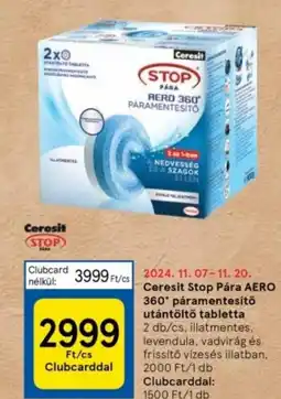 Tesco Ceresit Stop Pára AERO 360° páramentesítő utántöltő tabletta ajánlat
