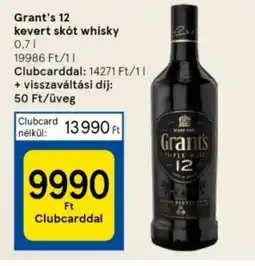 Tesco Grant's 12 kevert skót whisky ajánlat