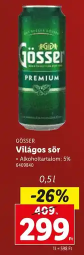 Lidl Gösser Világos sör ajánlat