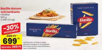 Spar Barilla durum száraztészta ajánlat