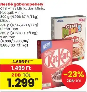 Spar Nestlé gabonapehely Cini Minis, Lion, Nesquik ajánlat