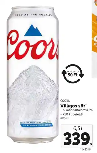 Lidl Coors Világos sör ajánlat