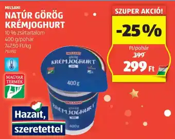 ALDI Milsani natúr görög krémjoghurt ajánlat