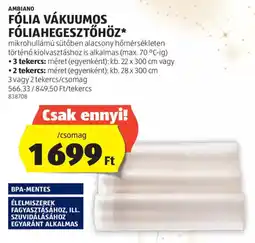 ALDI Ambiano fólia vákuumos fóliahegesztőhöz ajánlat