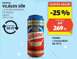 ALDI Kőbányai világos sör ajánlat