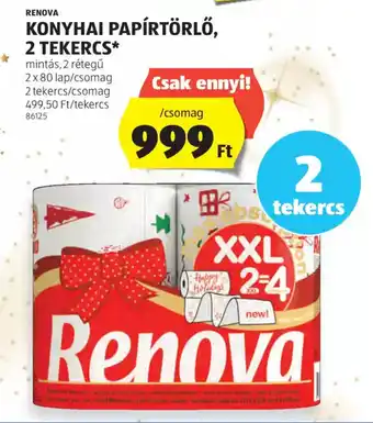 ALDI Renova konyhai papírtörlő ajánlat