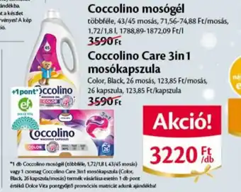 EcoFamily Coccolino mosógél/Coccolino Care 3in1 mosókapszula ajánlat