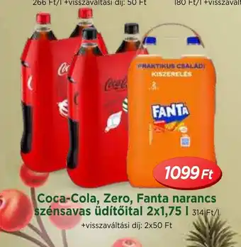 Real Coca-Cola, Zero, Fanta narancs szénsavas üdítőital ajánlat