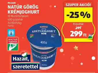 ALDI Milsani natúr görög krémjoghurt ajánlat