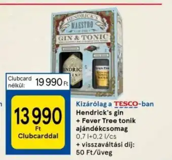 Tesco Hendrick's gin + Fever Tree tonik ajándékcsomag ajánlat