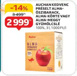 Auchan Auchan kedvenc préselt alma-őszibarack, alma-körte ajánlat