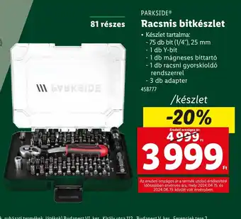 Lidl Parkside Racsnis bitkészlet ajánlat