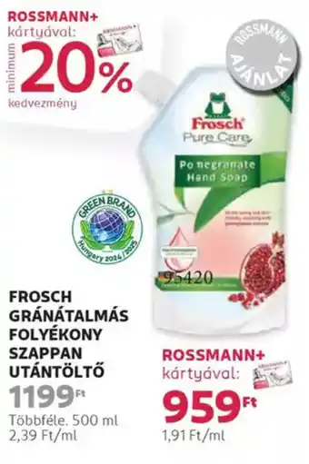 Rossmann Frosch gránátalmás folyékony szappan utántöltő ajánlat