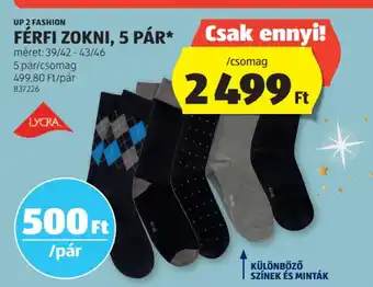 ALDI Up 2 fashion férfi zokni, 5 pár ajánlat