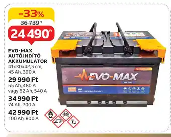 Auchan Evo-max autó indító akkumulátor ajánlat