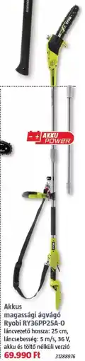 Akkus magassági ágvágó Ryobi RY36PP25A-0