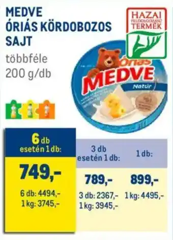 Metro Medve óriás kördobozos sajt ajánlat