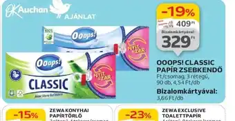 Auchan OOOps! Classic Papír Zsebkendő ajánlat