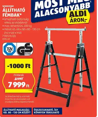 ALDI Workzone Állíthat Fém Bak ajánlat