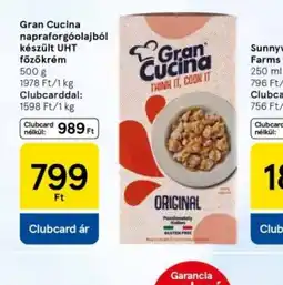 Tesco Gran Cucina napraforgolajbl készült UHT főzőkrém ajánlat