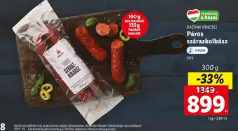 Lidl Páros szárazkolbász ajánlat