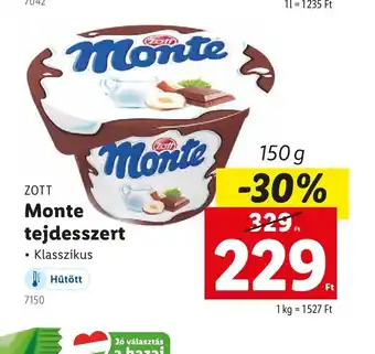 Lidl Monte tejdesszert ajánlat