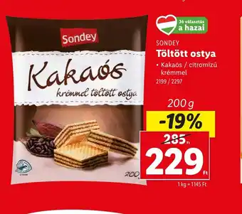 Lidl Sondey Kakas Töltött Ostya ajánlat