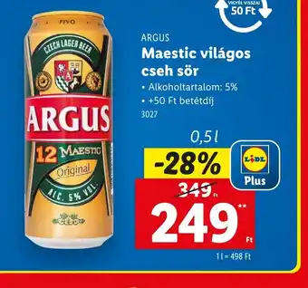 Lidl Argus Maestic Világos Cseh Sör ajánlat