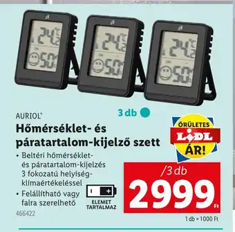 Lidl AURIOL® Hőmérséklet- és páratartalom-kijelző ajánlat