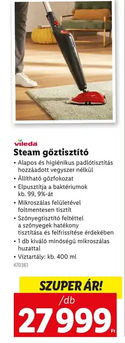 Lidl Vileda Steam gőztisztító ajánlat