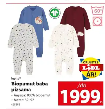 Lidl lupiluⓇ Biopamut baba pizsama ajánlat