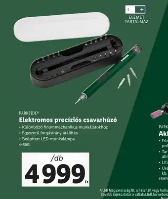 Lidl Parkside Elektromos precízis csavaroz ajánlat