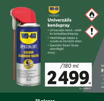 Lidl WD-40 Specialist Szilikonos Kenőspray ajánlat