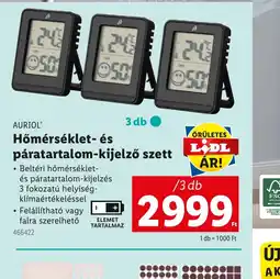 Lidl Auriol Hőmérséklet- és páratartalom-kijelző szett ajánlat