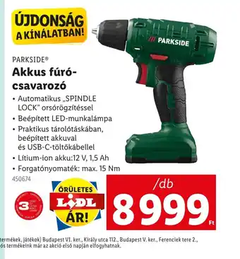 Lidl Parkside Akkus fúr-csavaroz ajánlat