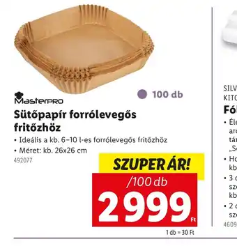 Lidl Masterpro Sütőpapír forrlevegős fritőzhöz ajánlat