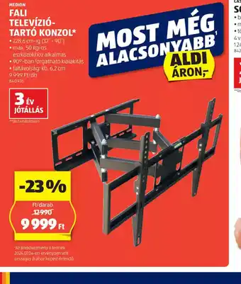 ALDI MEDION Fali Telev **lásd a hátoldalonzi Tart Konzol ajánlat