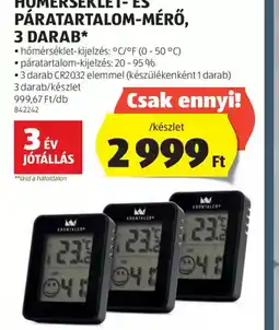 ALDI Hőmérséklet- és páratartalom-mérő, 3 darab ajánlat