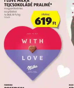 ALDI Milka I Love Milka Tejcsokoládé Praliné ajánlat