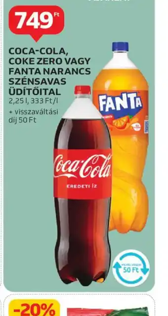 Auchan Coca-Cola, Coke Zero vagy Fanta Narancs Szénsavas Üdítőital ajánlat