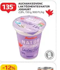 Auchan Auchan Kedvenc Laktzmentes Natur Joghurt ajánlat