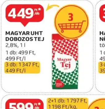 Auchan Magyar UHT dobozos tej ajánlat