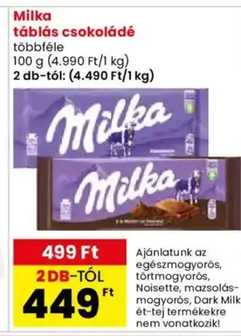 Spar Market Milka táblás csokoládé ajánlat