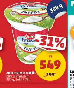 PENNY Zott Primo Tejföl ajánlat