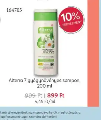 Rossmann Alterra 7 gygynövényes sampon ajánlat