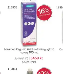 Rossmann Lansinoh Organic szülés utáni nyugtat spray ajánlat