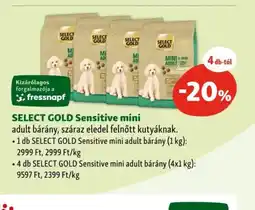 Fressnapf Select Gold Sensitive mini adult bárány ajánlat