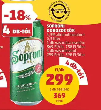 PENNY Soproni Dobozos sör ajánlat