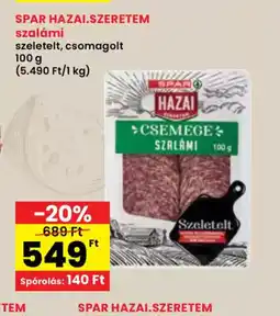 Spar SPAR Hazái-Szeretem szalámi ajánlat